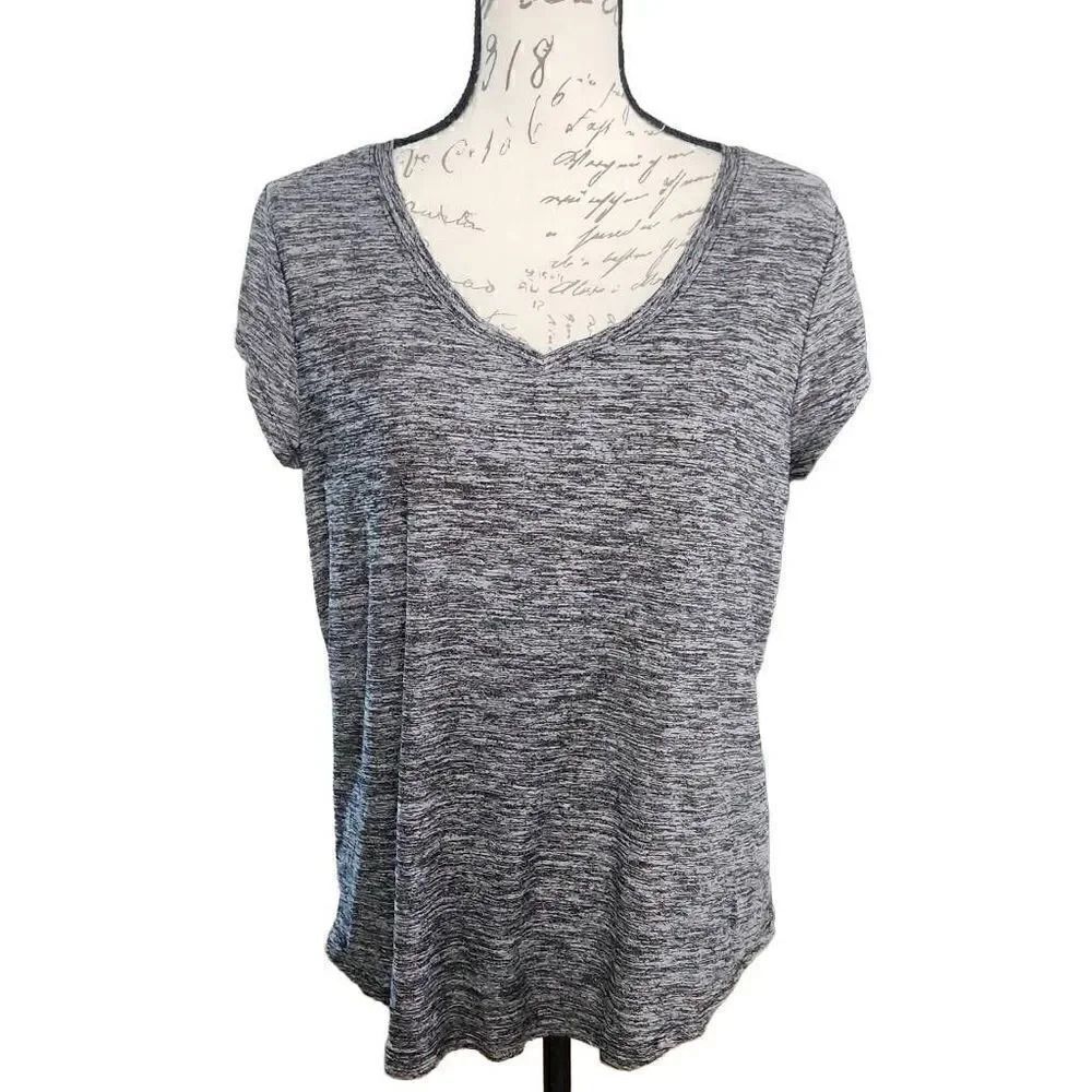 Vogo Athletica Ladies Gray Marled Short Sleeve Dri Fit Shirt - Size Large